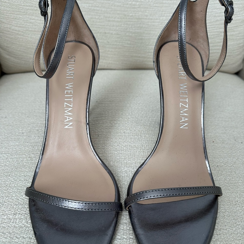 Stuart Weitzman Amelina 95 Gunmetal Heels Size 10.5 DAMAGED